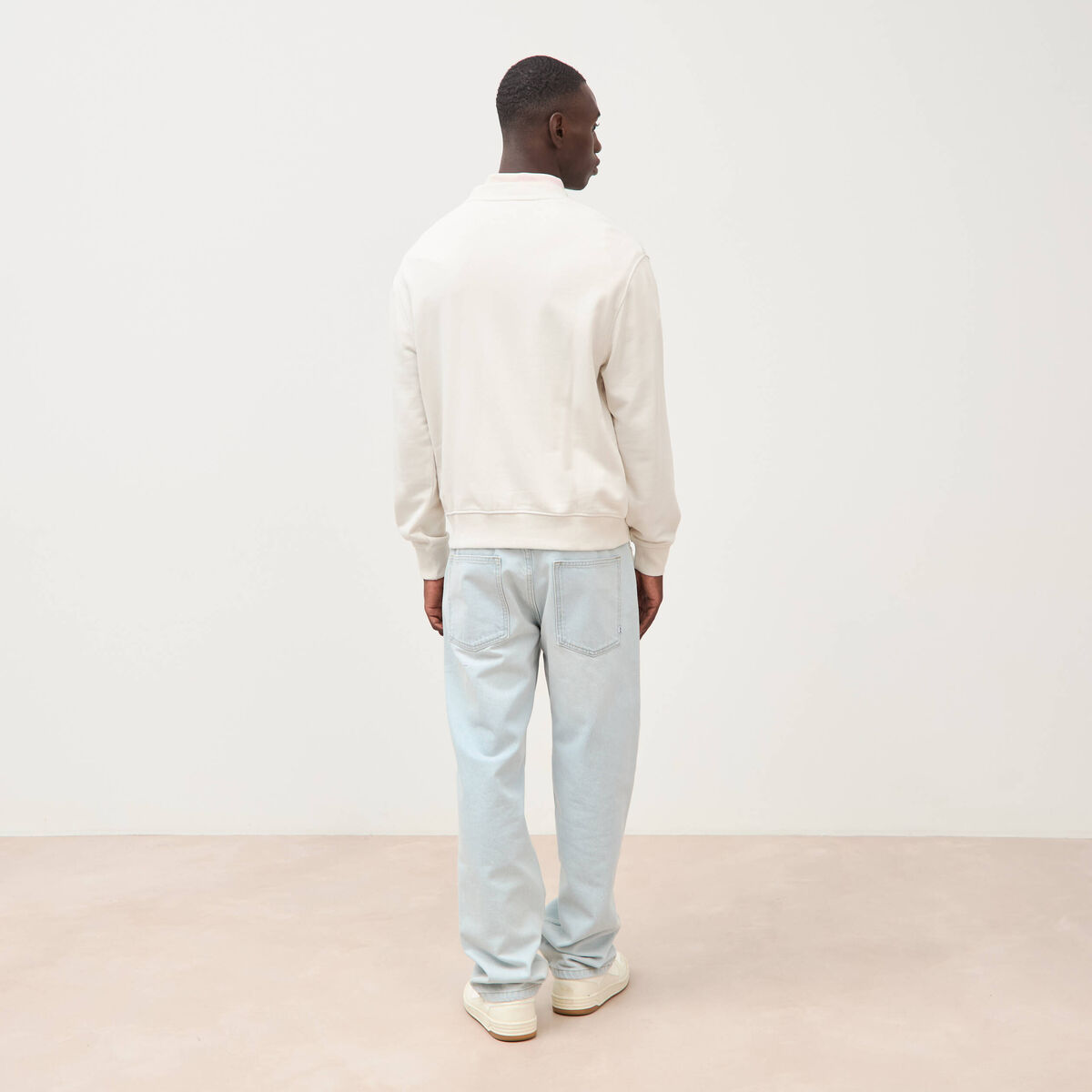 Sweat col rond manches longues gris clair homme