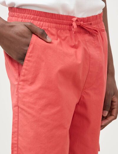 Bermuda en coton rouge corail homme