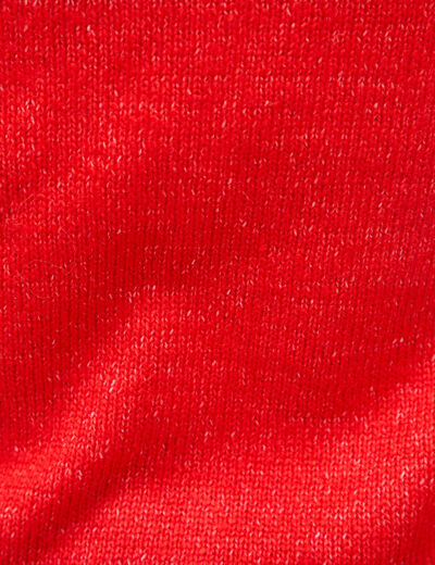 Gilet droit manches longues col rond rouge femme