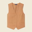 Gilet ajust&eacute; sans manches doubl&eacute; beige femme