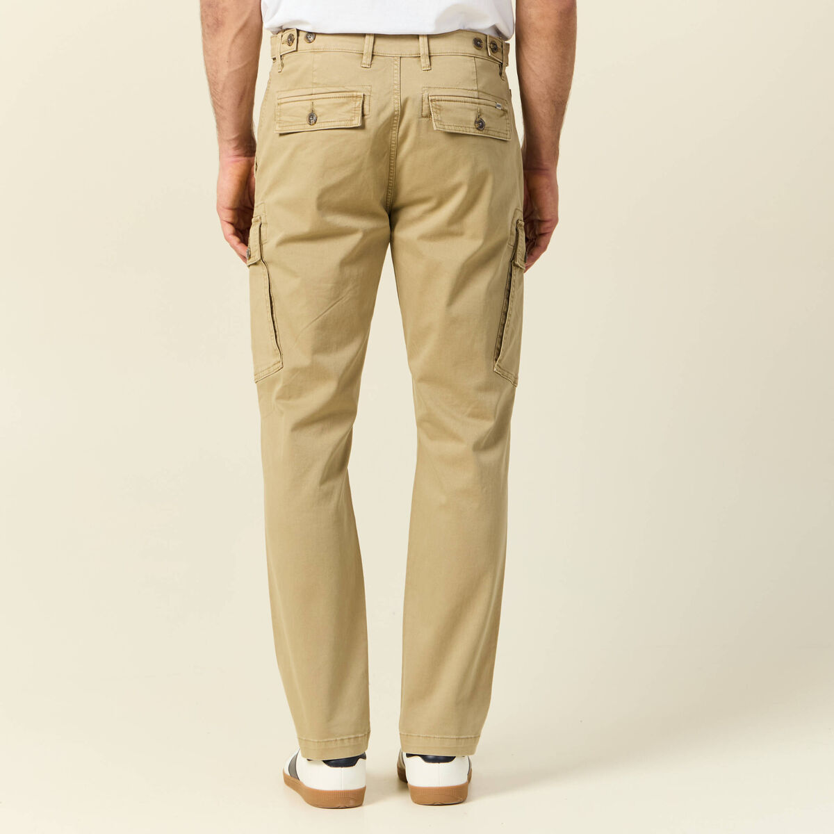 Pantalon cargo droit beige homme