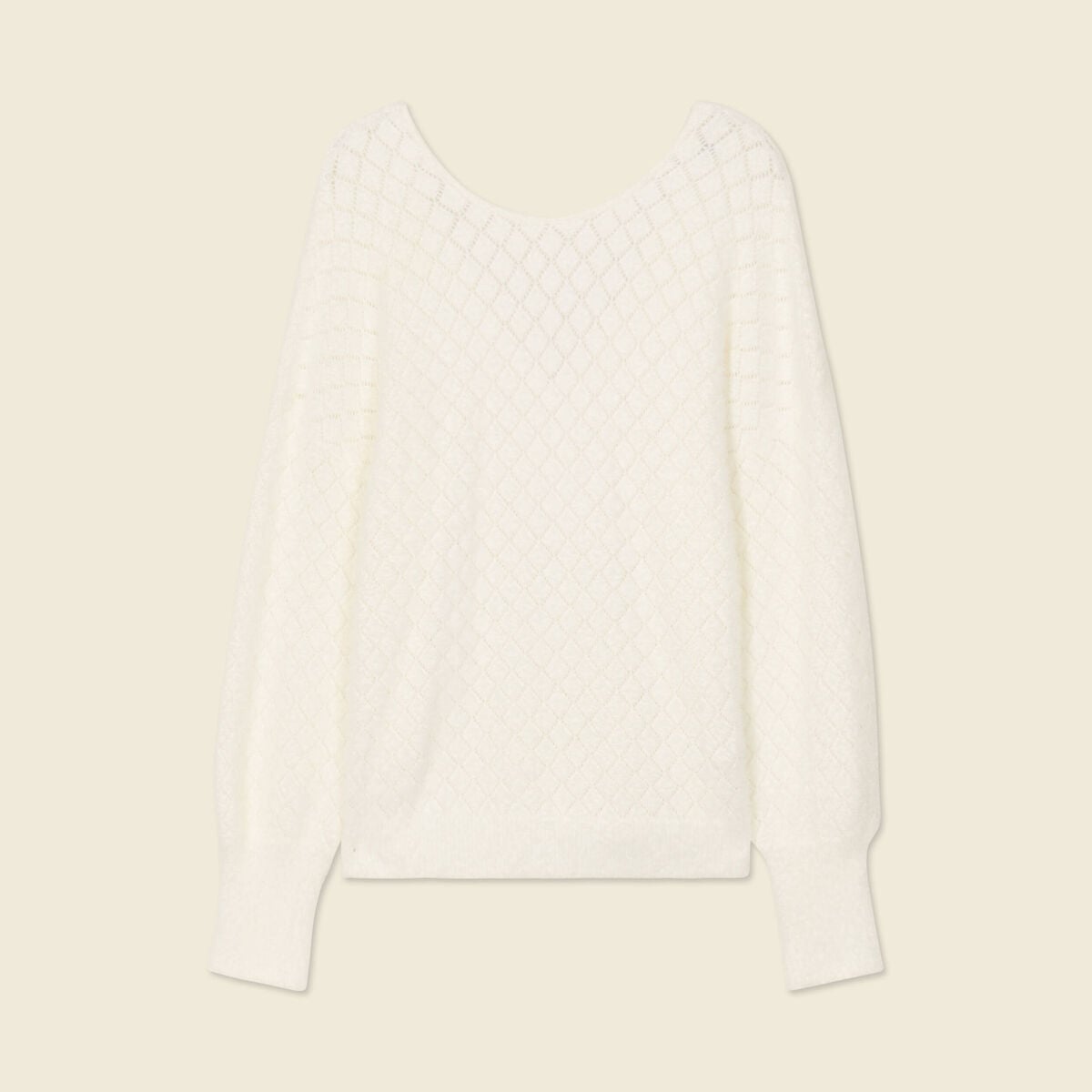 Pull manches longues r&eacute;versible ecru femme