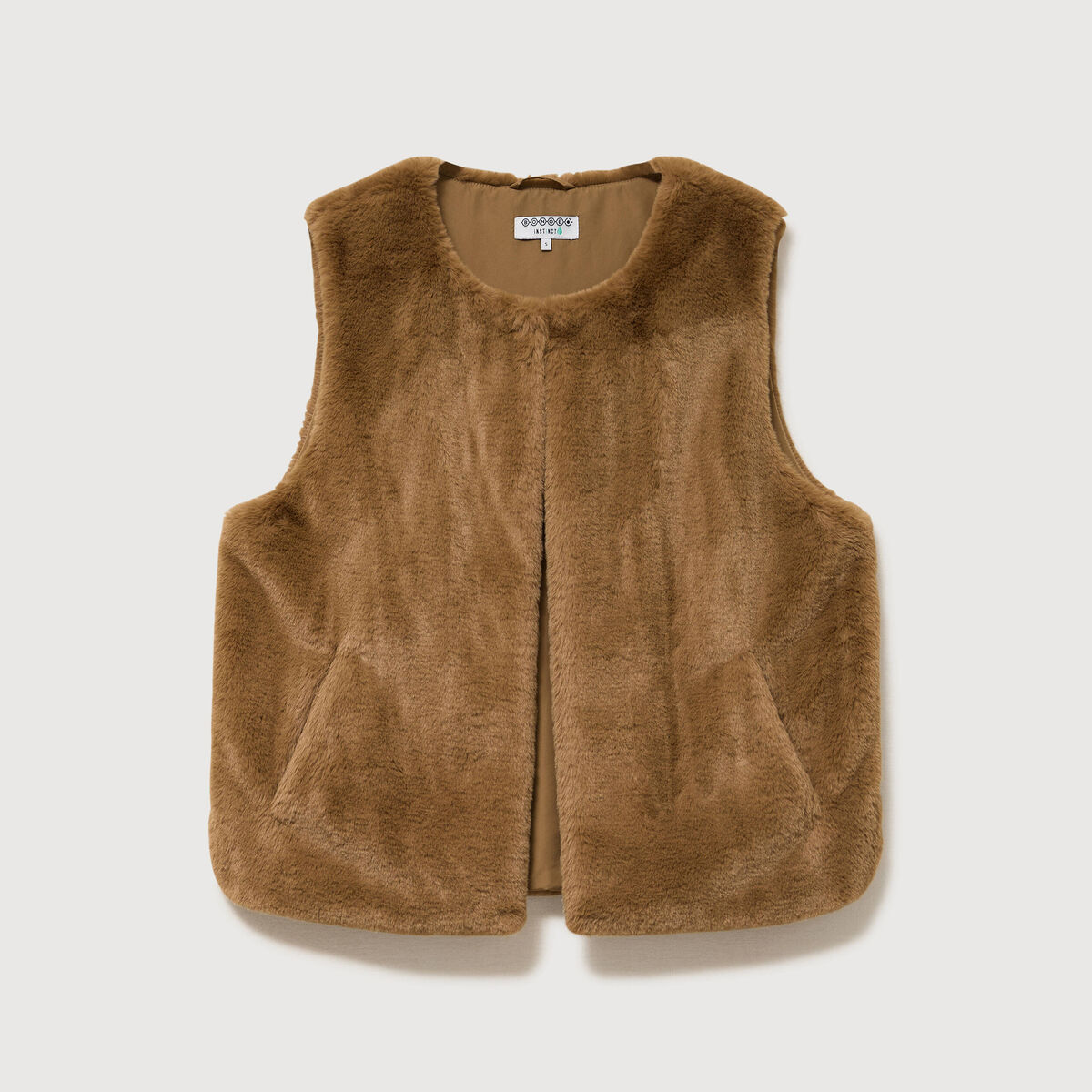 Gilet sans manches doubl&eacute; camel femme