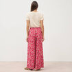 Pantalon large taille haute rouge cerise femme