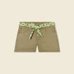 Short straight ceinturé jean vert kaki femme