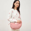 Sac bandouli&egrave;re en velours doubl&eacute; vieux rose femme