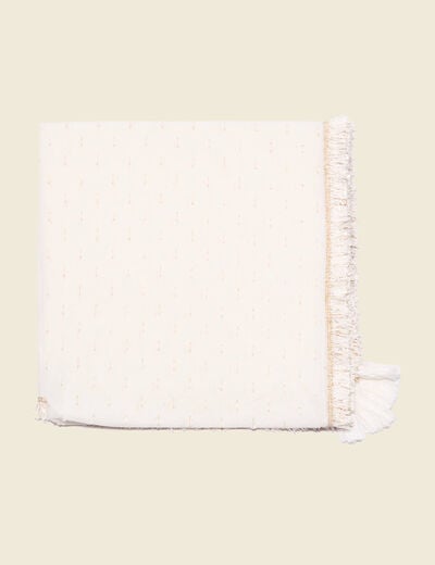Foulard franges et pampilles ecru femme