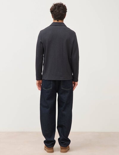 Polo manches longues noir homme