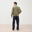 Blouson manches longues doubl&eacute; en coton vert kaki homme