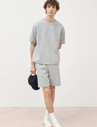 T-shirt ample col rond manches courtes gris homme
