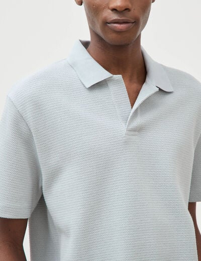 Polo manches courtes col cubain gris clair homme