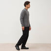 Pull droit col rond manches longues gris fonc&eacute; homme