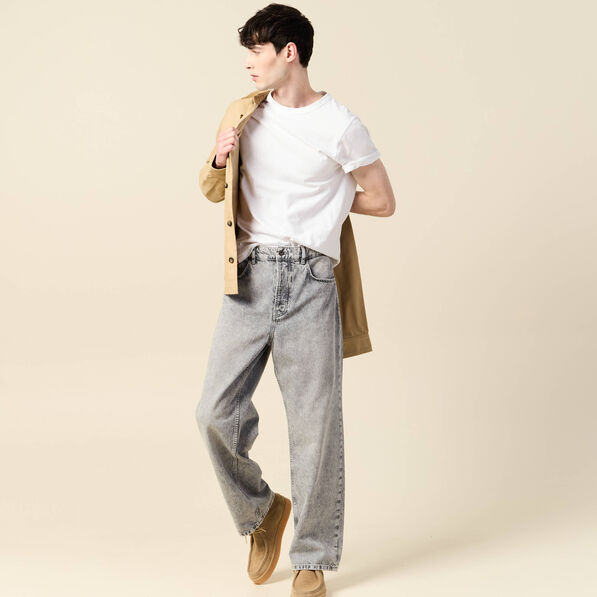Jeans large 5 poches denim snow gris homme