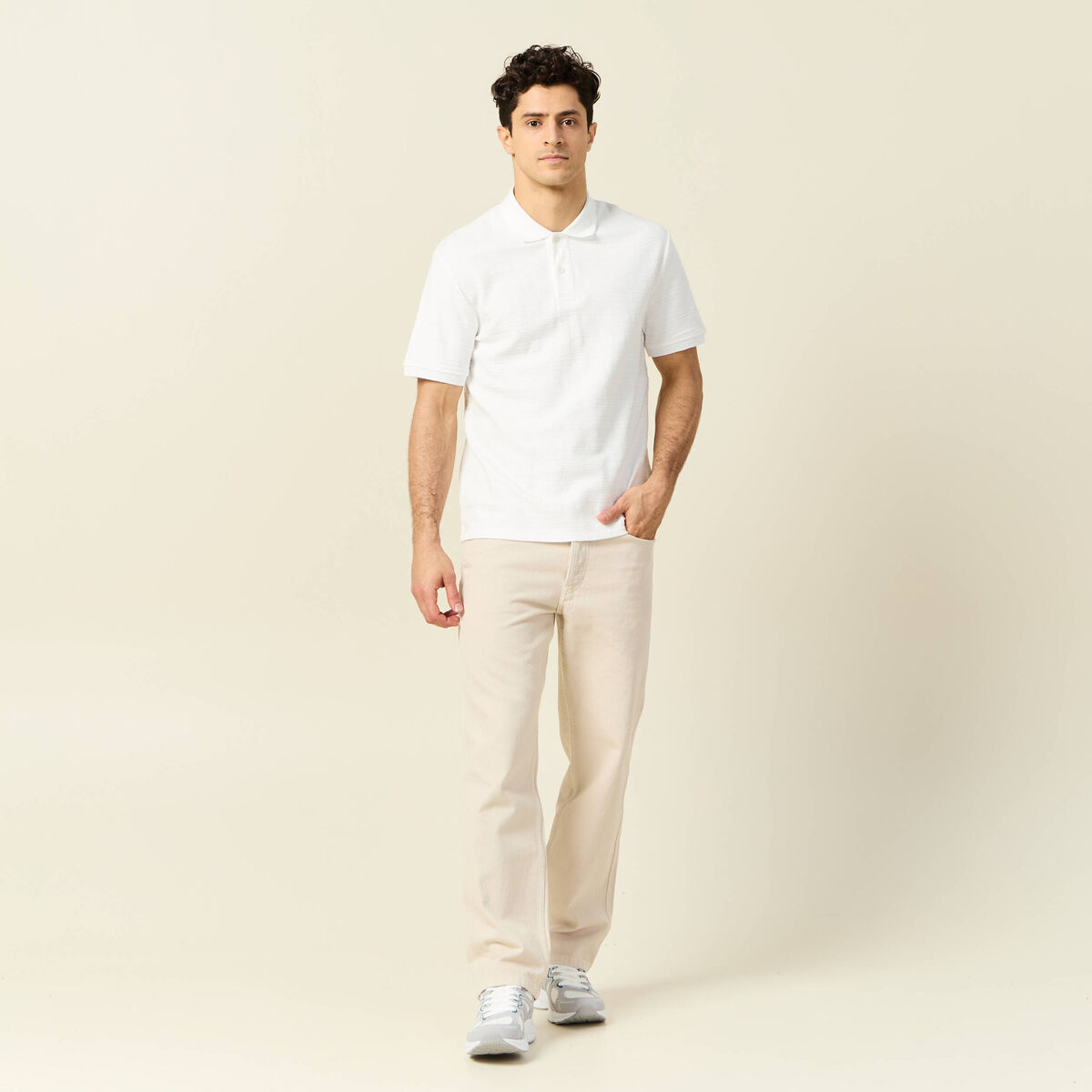 Polo manches courtes ecru homme