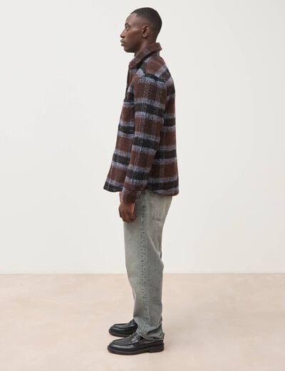 Surchemise oversize manches longues marron homme