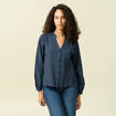 Chemise manches longues col rond noir femme