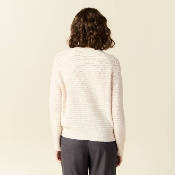 Pull manches longues sequins ecru femme