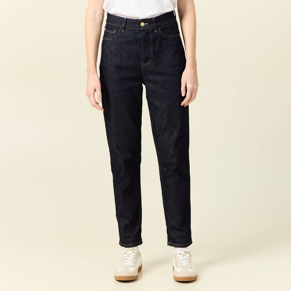 Jeans mom fabriqué en France denim brut femme