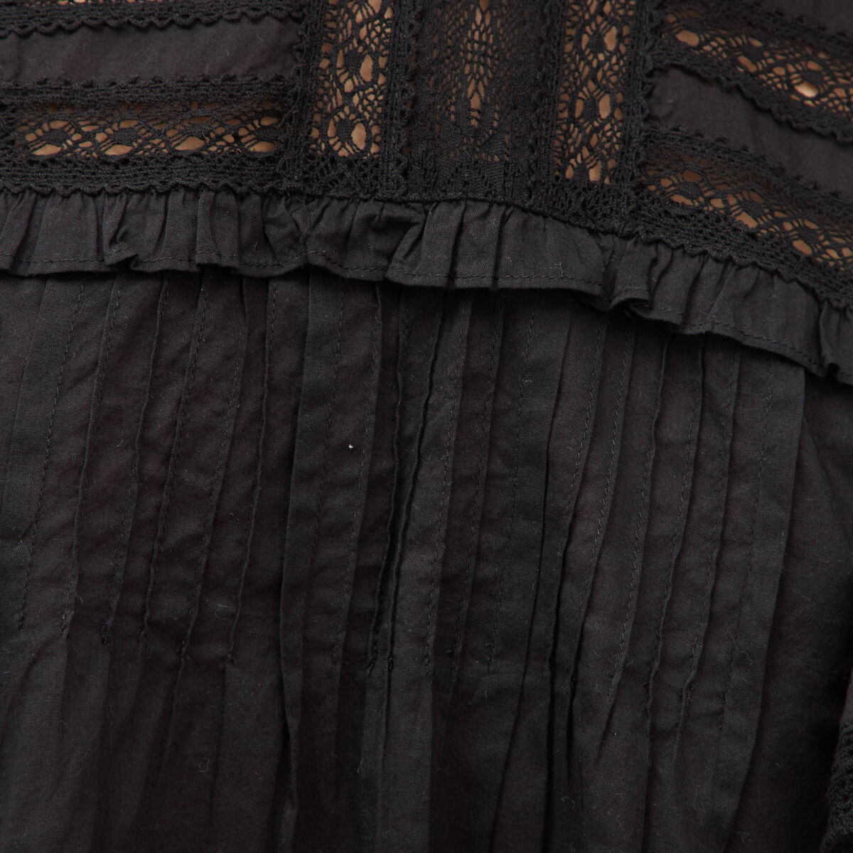 Blouse ample col montant manches courtes noir femme