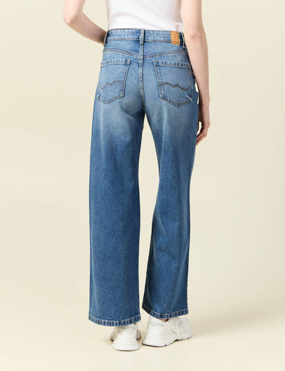 Jeans large taille haute denim stone femme