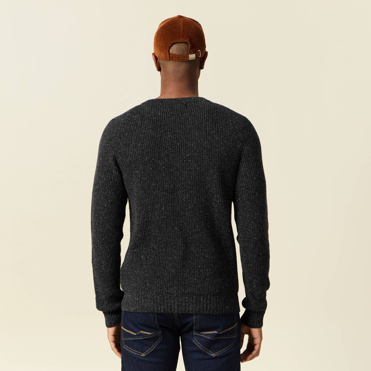 Pull manches longues fabriqu&eacute; en France gris fonc&eacute; homme