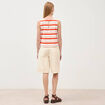 D&eacute;bardeur ray&eacute; col rond en coton rouge femme