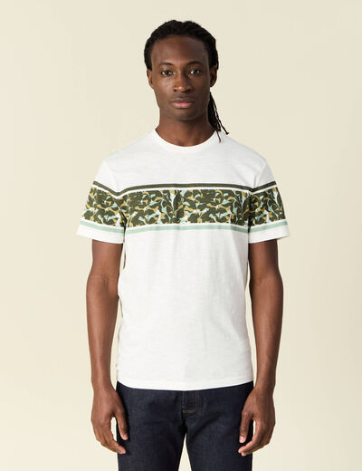T-shirt coupe droite en coton col rond vert olive homme