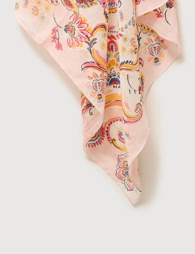Foulard en coton effet satin&eacute;e orange femme