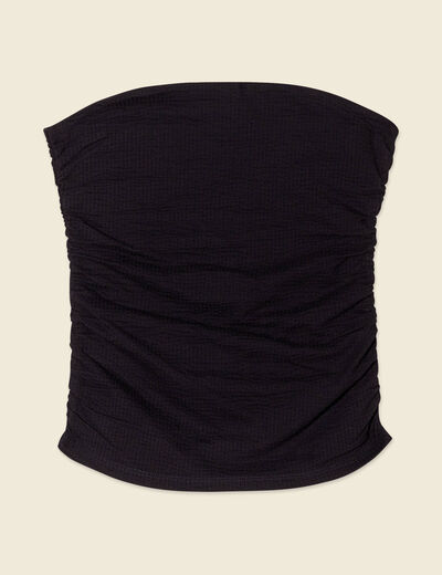 Bustier cropped côtelé noir femme