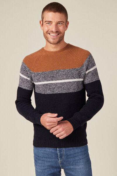 Pull manches longues marron homme