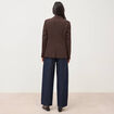 Blazer manches longues col tailleur marron fonc&eacute; femme