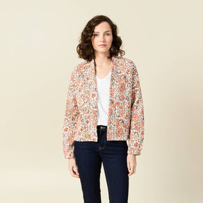 Gilet imprimé manches longues blanc femme