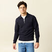 Pull manches longues col polo bleu marine homme