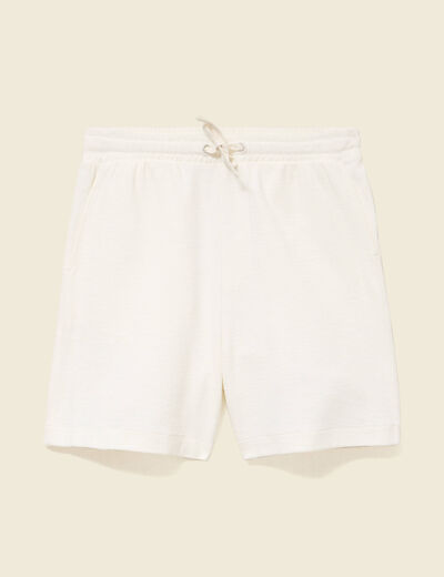 Short droit avec cordon ecru homme