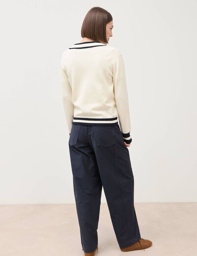 Pull manches longues ecru femme