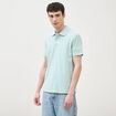 Polo cintr&eacute; manches courtes bleu gris homme