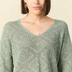 Pull manches longues ajouré vert kaki femme