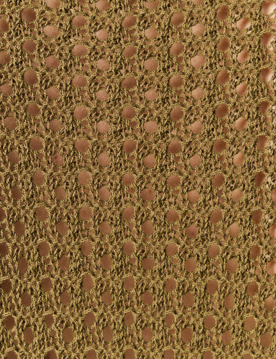 Pull ajour&eacute; col v manches 3/4 vert olive femme