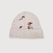 Bonnet avec broderie beige femme
