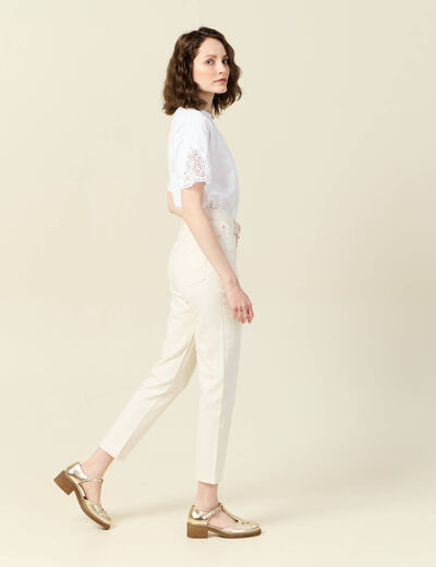 Jeans mom 7/8ème ecru femme