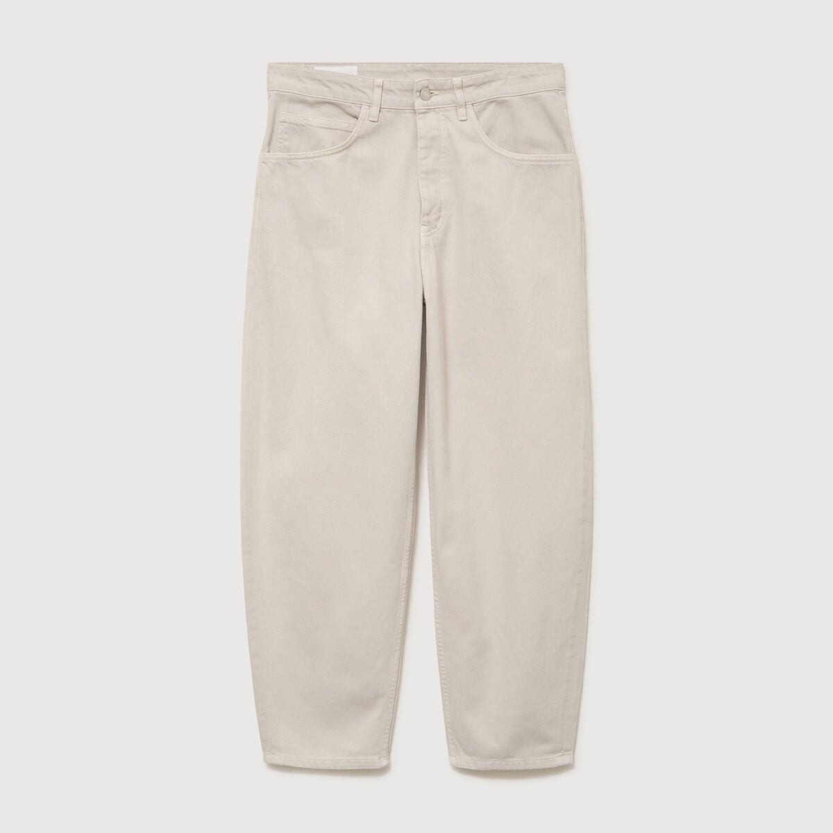 Jeans large longueur 32 en coton denim beige homme