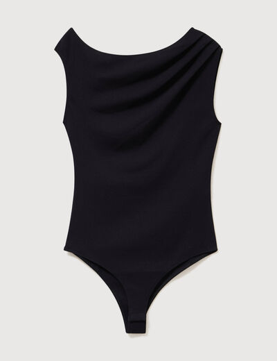Body ajust&eacute; manches courtes bardot noir femme