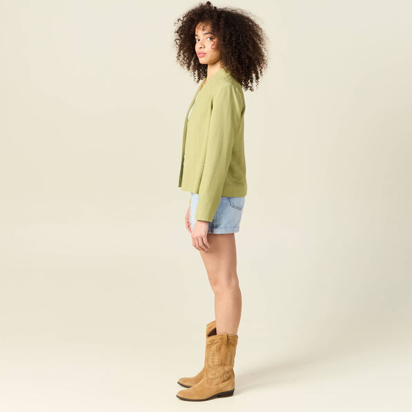 Veste esprit blazer fluide vert olive femme