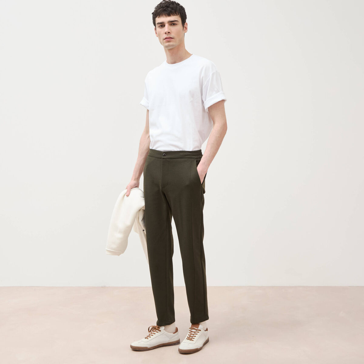Pantalon droit longueur 32 vert kaki homme
