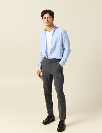 Chemise col classique manches longues bleu ciel homme