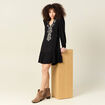 Robe évasée broderie noir femme