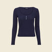 T-shirt à manches longues bleu marine femme