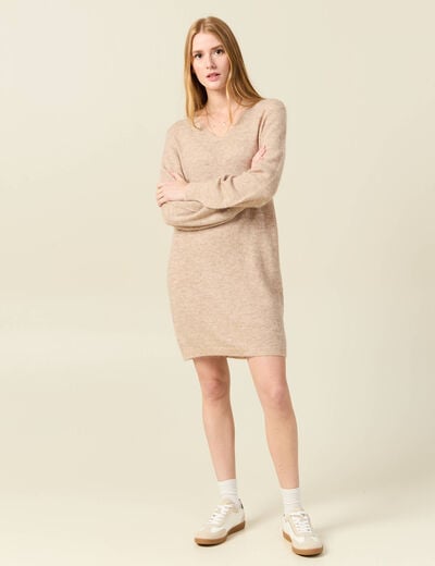 Robe pull droite taupe femme