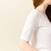 Pull manches courtes ajouré blanc femme