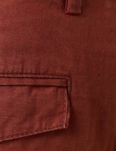 Bermuda droite à coulisse marron cognac homme